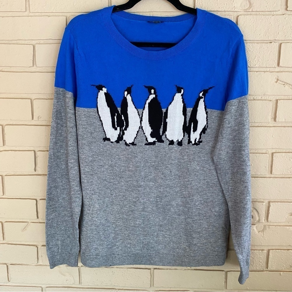 Talbots penguin Winter Holiday sweater wool blend size XL - Picture 2 of 8